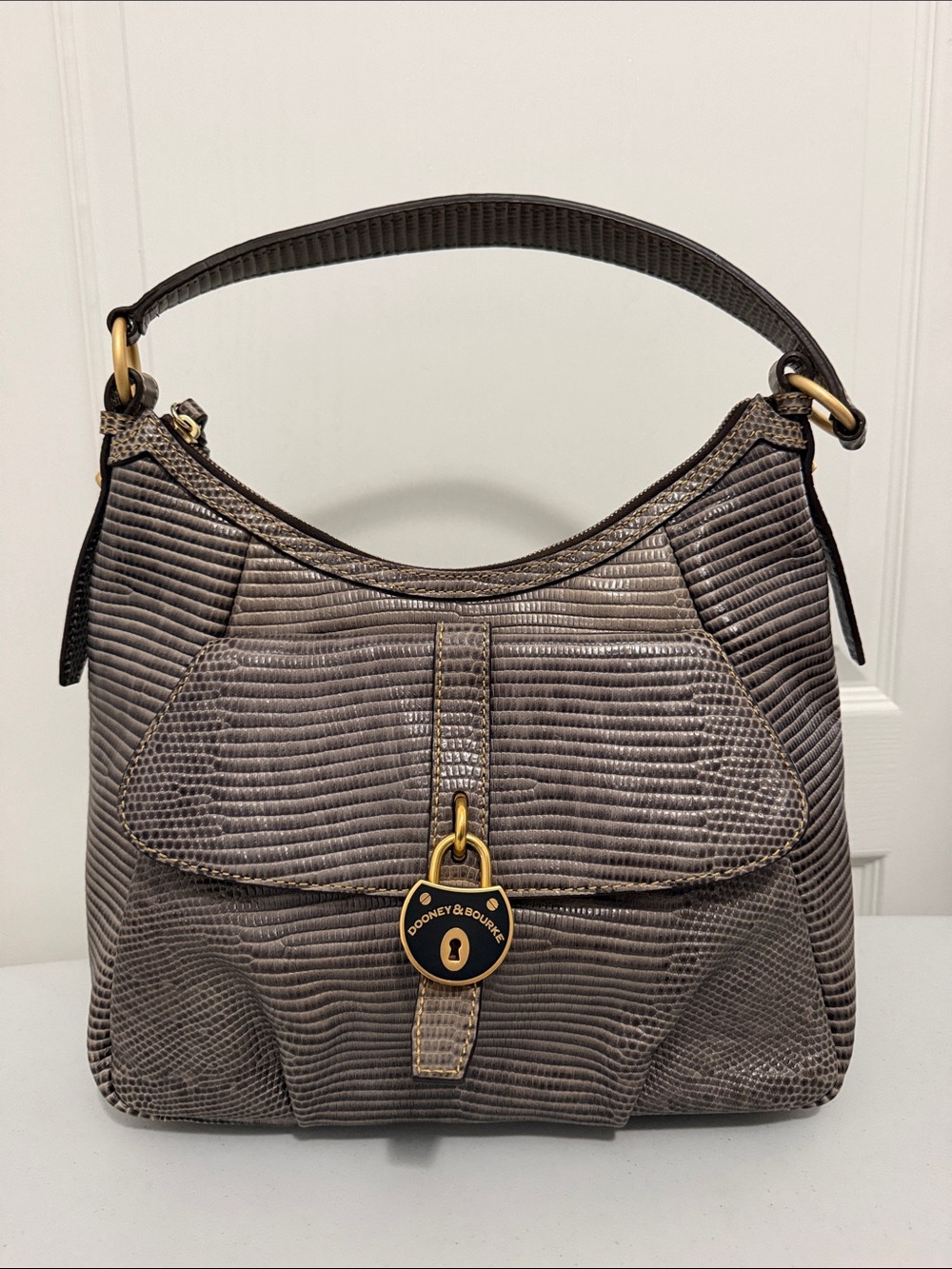 Dooney & Bourke Santorini Lizard Embossed Leather Satchel